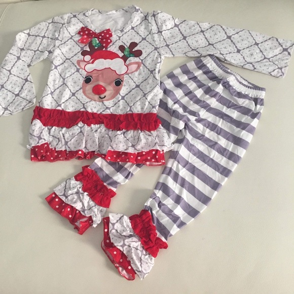Christmas cute deer pants set cutest outfit - Picture 4 of 6